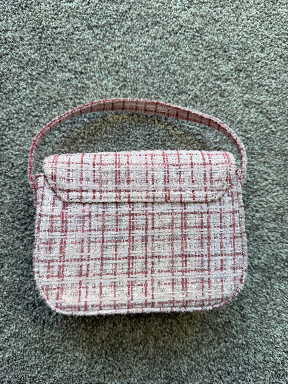 Girls Pink and Red Tweed Shoulder Bag with Large Red Bow - Picture 11 of 14